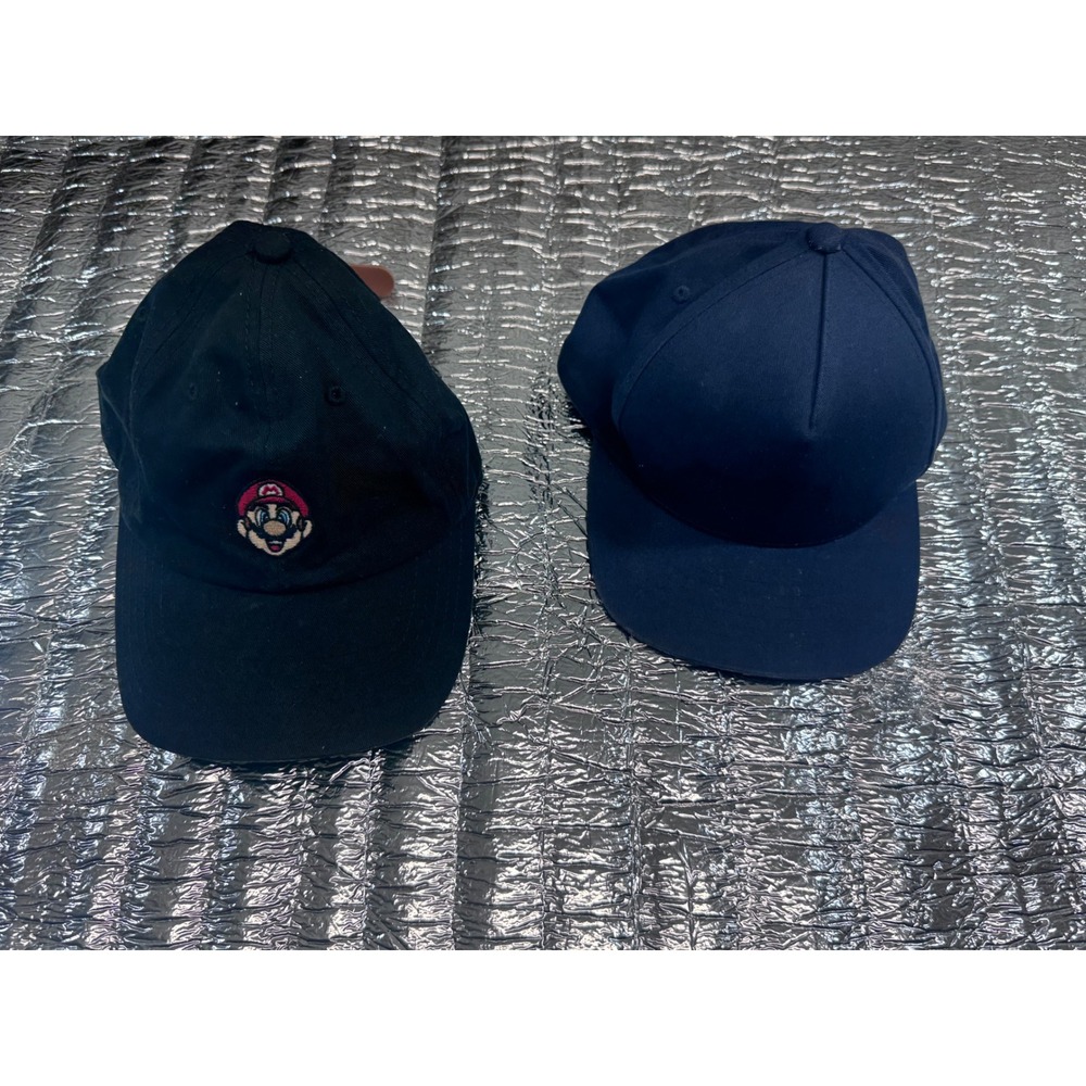 Vans Navy Snapback and Nintendo Super Mario Black Dad Hat Bundle Adjustable 2pc